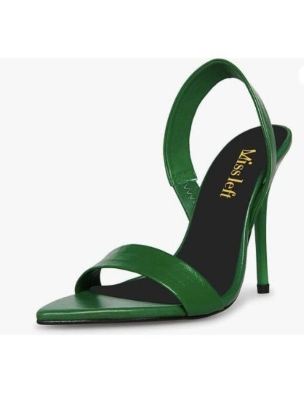 miss left Women's Edgy Stiletto High Heels Pointed Open Toe Sandals Green Shoes
